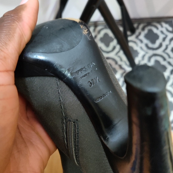 PRADA Logo Jacquard Calzature Donna Boots Women's Sz EU 37.5 US 7 Dark Brown - Picture 8 of 9